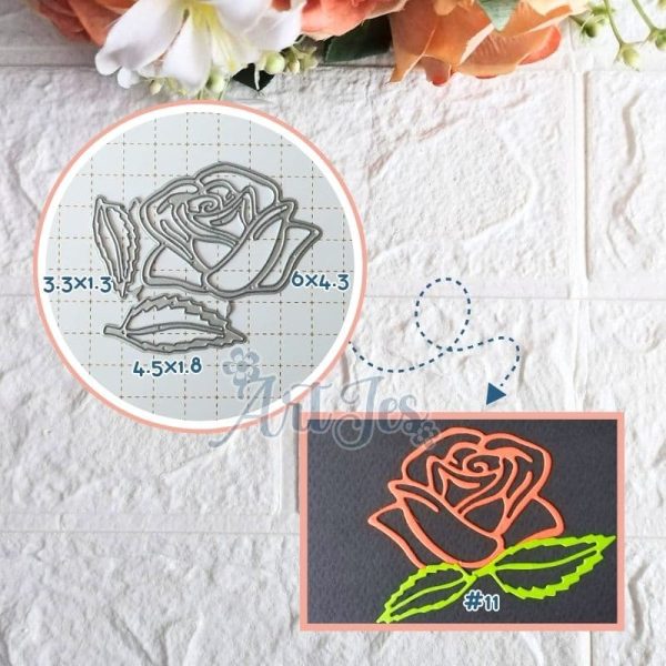 Flor #11 Rosa y hojas x2